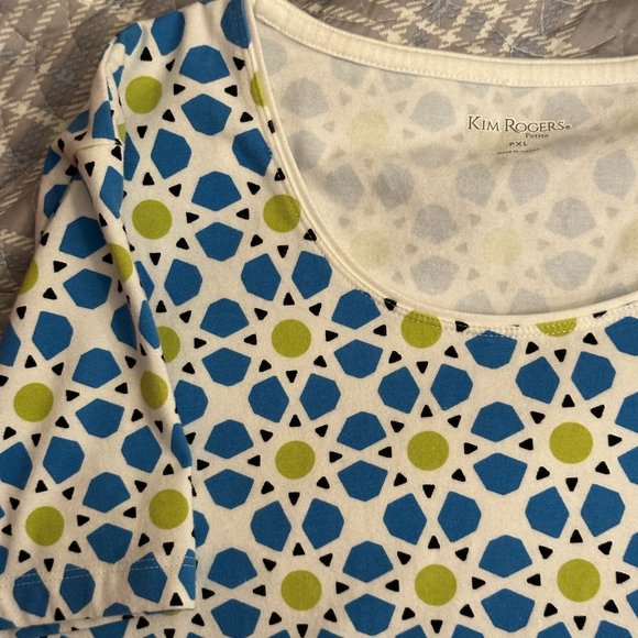 Women's Kim Rogers multi-colored print‎ shirt size PXL - Picture 1 of 4